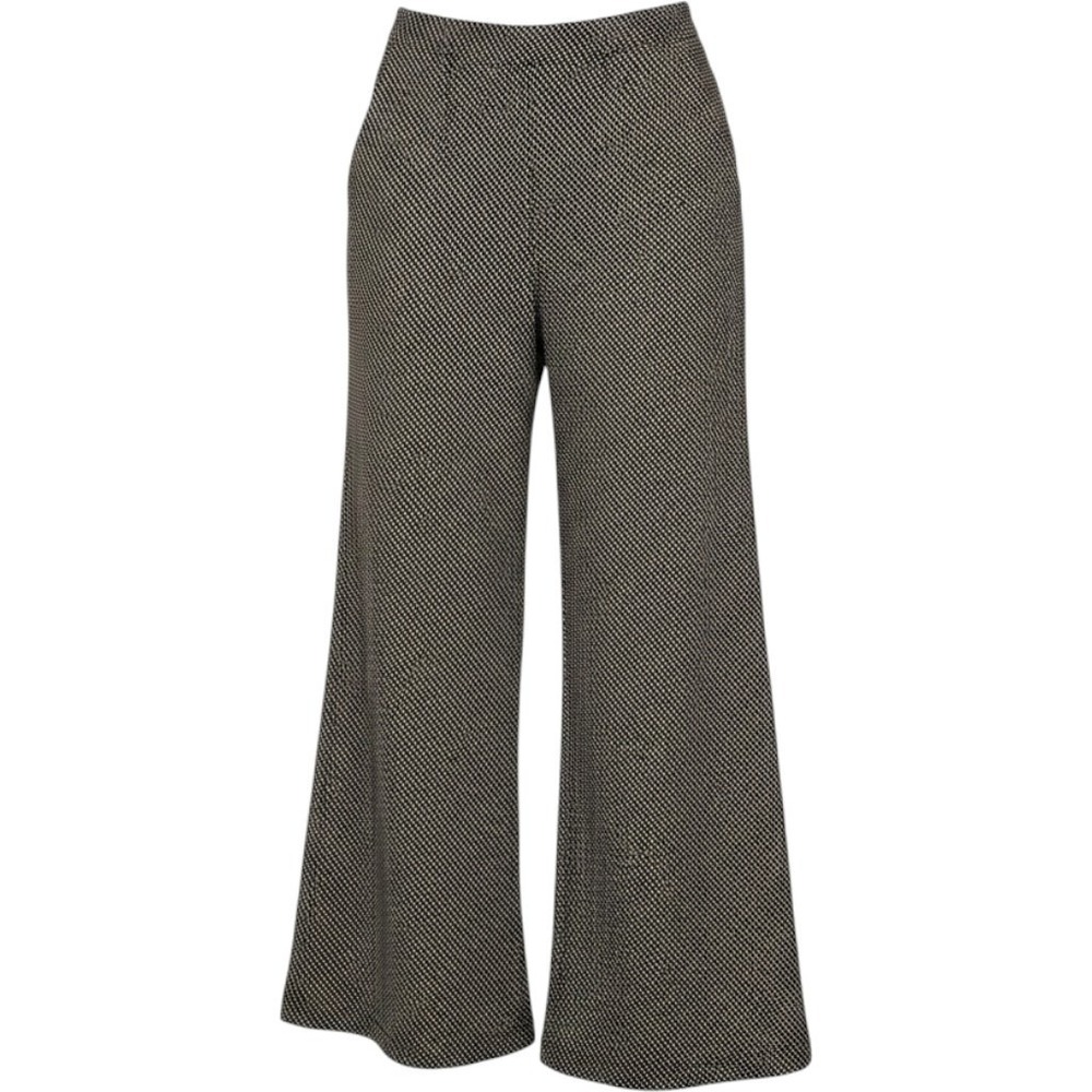 Max Studio London Brown White Micro Pattern Wide Leg Pants XS